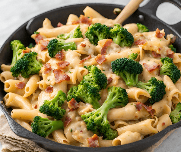 Cheesy Bacon Chicken Pasta With Broccoli