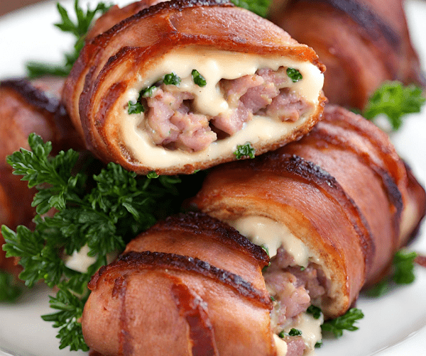 Bacon wrapped Cream cheese and sausage stuffed