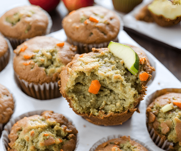 Healthy Zucchini Muffins with Apples and Carrots