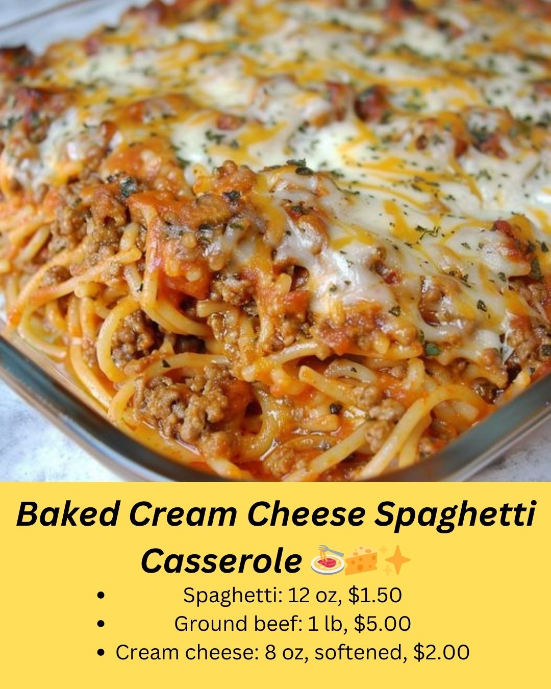 Baked Cream Cheese Spaghetti Casserole