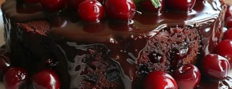 Mom’s Chocolate Cherry Upside-Down Cake